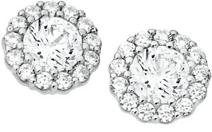 Sterling Silver Cubic Zirconia Cluster Stud Earrings