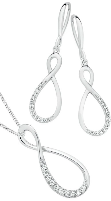 Sterling Silver Cubic Zirconia Open Pear Loop Drop Set