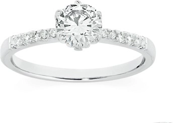 Sterling Silver Cubic Zirconia Solitaire Claw Set Band Ring