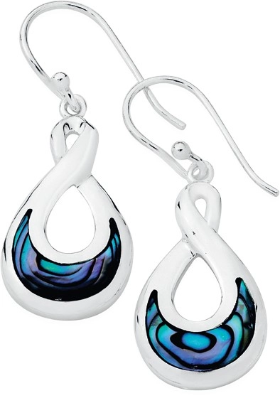 Sterling Silver Paua Shell Infinity Drop Earrings