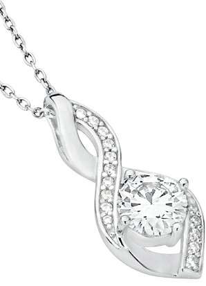 Sterling Silver Round Cubic Zirconia in Twist Drop Pendant