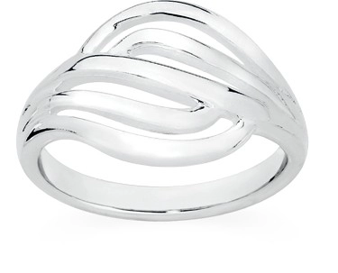 Sterling Silver Wide 5 Strand Swirl Ring Size Q