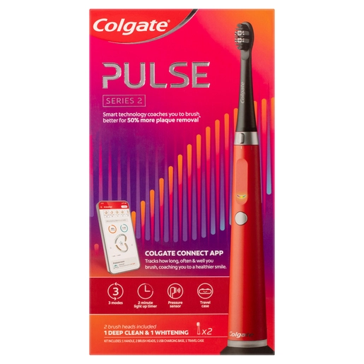 Colgate Pulse Series 2 Connected Deep Clean & Whitening Electric Toothbrush With 2 Refill Heads