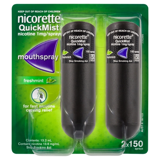 NICORETTE® QuickMist Nicotine 1mg Mouth Spray Freshmint 2 x 150 sprays