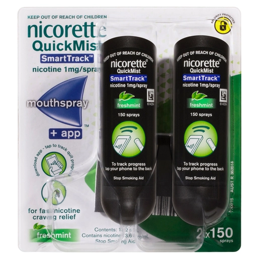 NICORETTE® QuickMist SmartTrack Nicotine 1mg Mouth Spray Freshmint 2 x 150 sprays