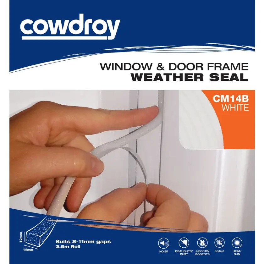 Cowdroy Window & Door Foam Weather Seal - 12mm x 12mm x 2.5m