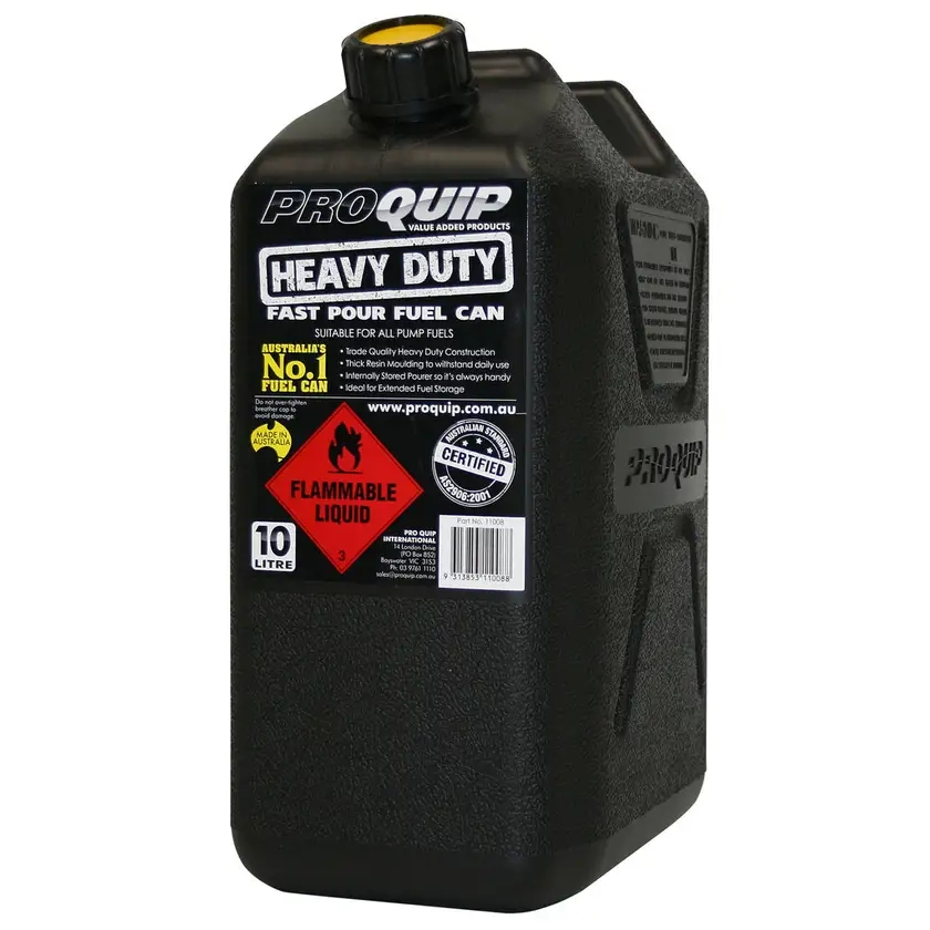 Pro Quip 10L Fast Pour Heavy Duty Plastic Fuel Can