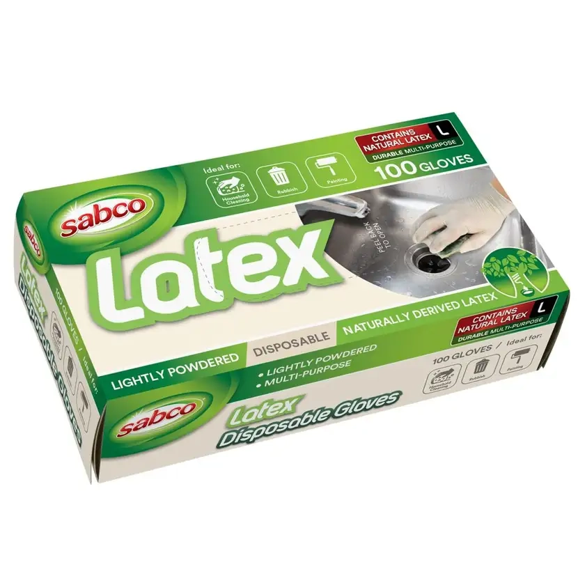 Sabco Cleaning - Large Disposable Latex Gloves 100Pk