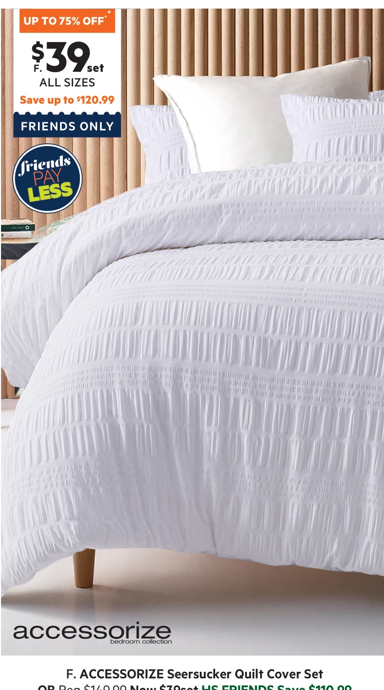 Accessorize Seersucker Quilt Cover Set White