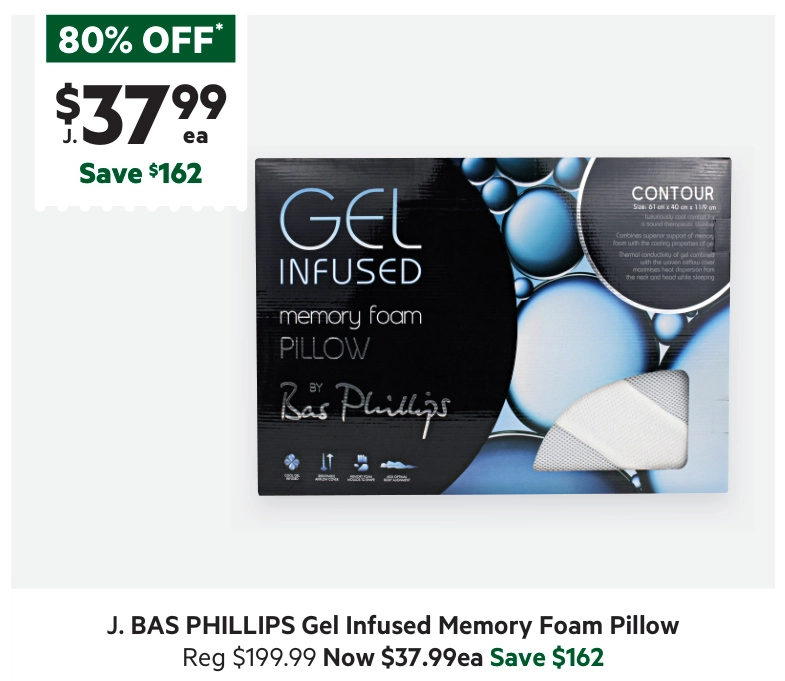 Bas Phillips Gel Infused Memory Foam Contour Pillow