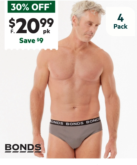 Bonds Men's Hipster Brief 4 Pack Black