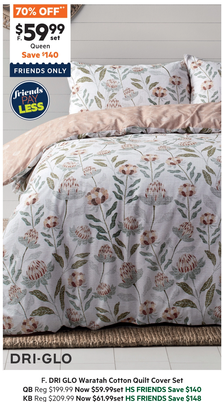 Dri Glo Waratah Quilt Cover Set Linen