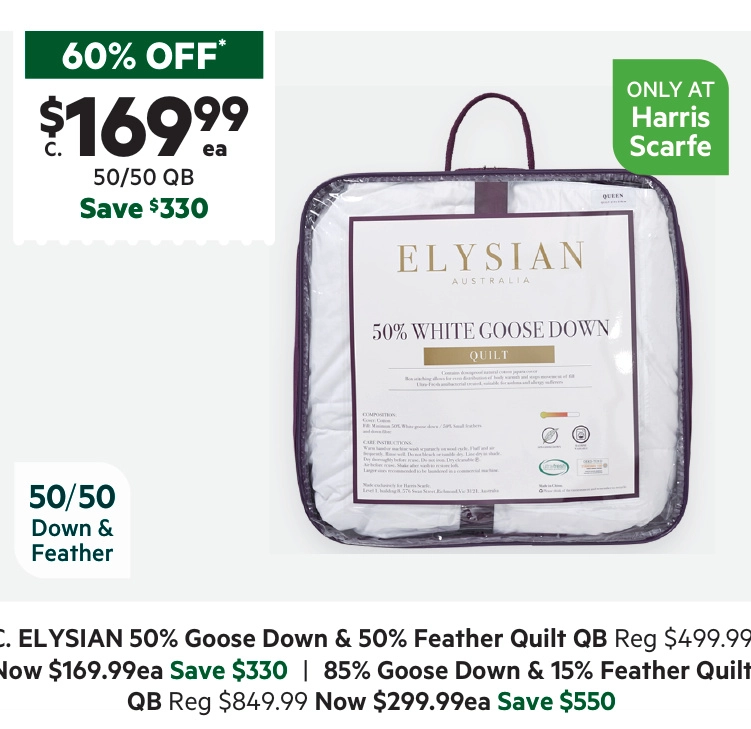 Elysian 50/50 Goose Down & Feather Quilt Queen