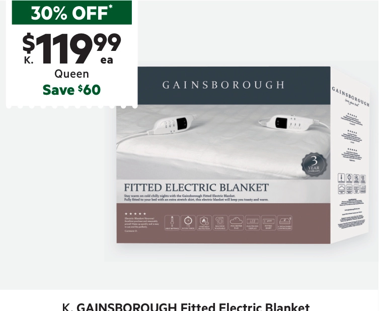 Gainsborough Fitted Electric Blanket Queen