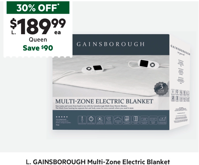 Gainsborough Multi-Zone Electric Blanket Queen