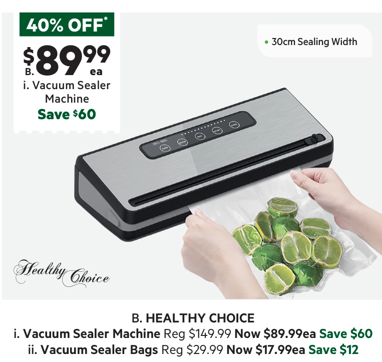 Healthy Choice Vacuum Sealer Sealing Machine VS110