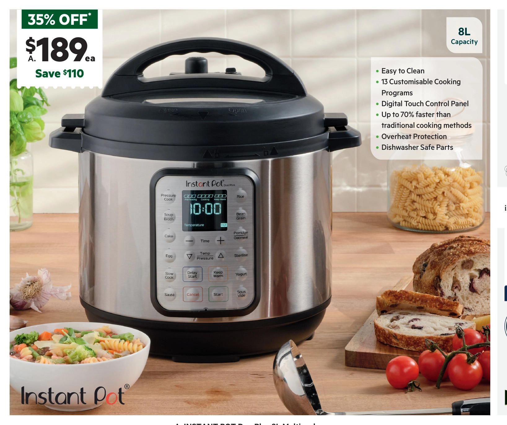 Instant Pot Duo Plus 8L Multi Cooker 113-0063-01-AU