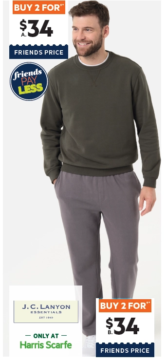 JC Lanyon Essentials Men's Orton Plain Crew Fleece Jumper Khaki & Marle