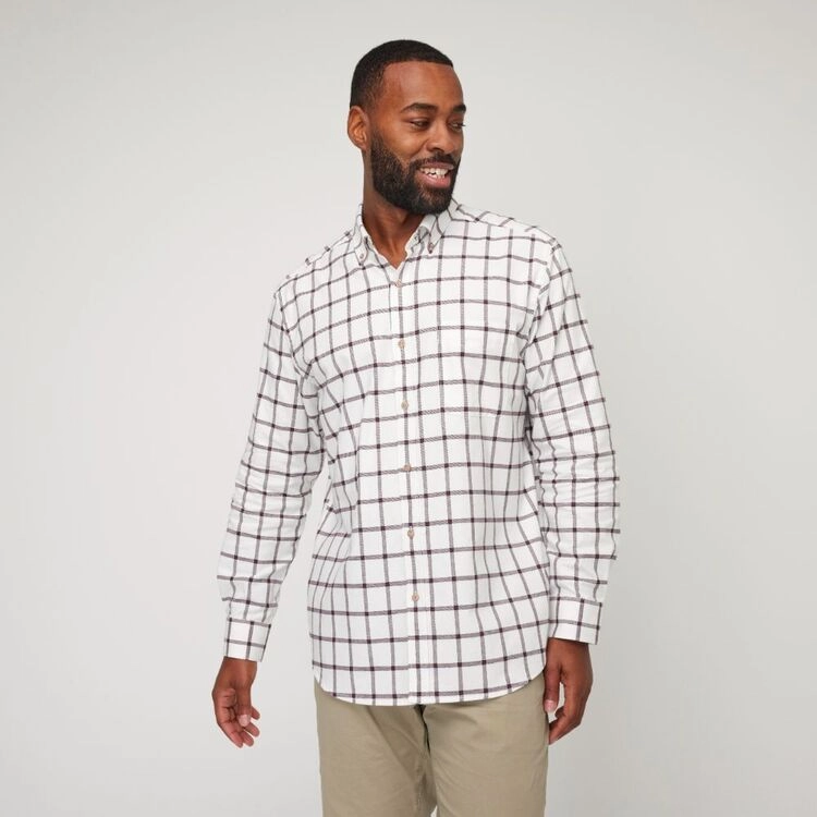 JC Lanyon Men's Birkdale Brushed Check Shirt White & Chalk