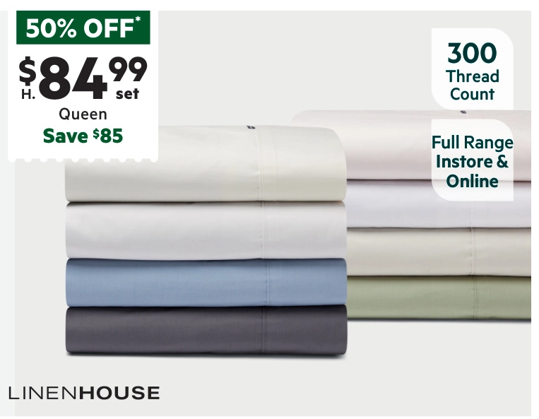 Linen House 300 Thread Count Cotton Sheet Set Blue