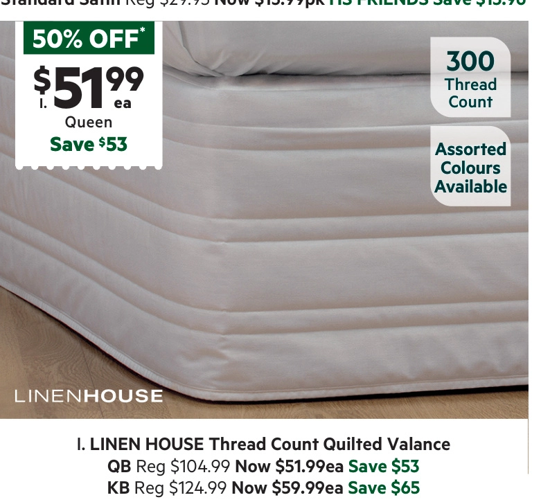 Linen House 300 Thread Count Quilted Valance Charcoal