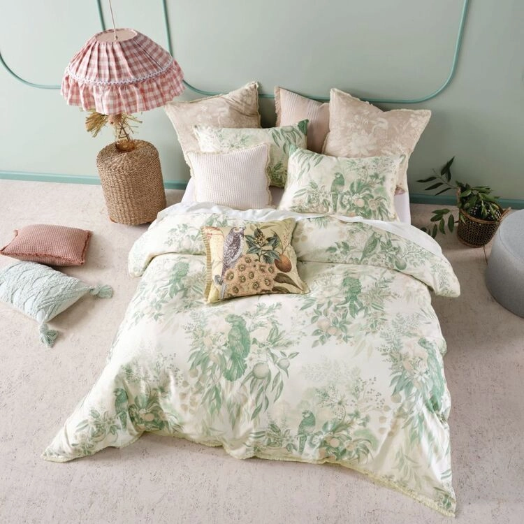 Linen House Katherine Cotton Quilt Cover Set Green