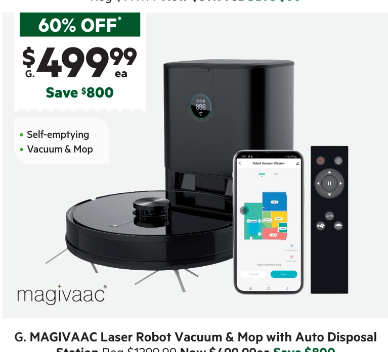 Magivaac Laser Robot Vacuum and Mop With Auto Disposable Station RV4500