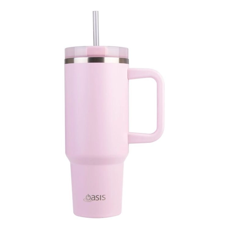 Oasis Commuter Stainless Double Wall Insulated 1.2 Litre Travel Tumbler Pink Lemonade