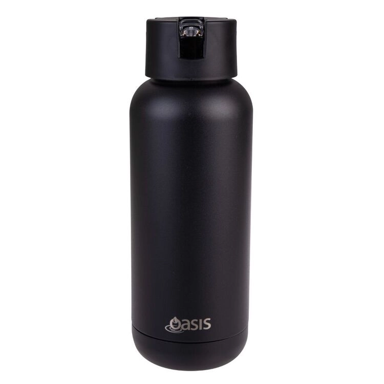 Oasis Moda Ceramic Lined Stainless Triple Wall Insulated 1 L Drink Bottle Black