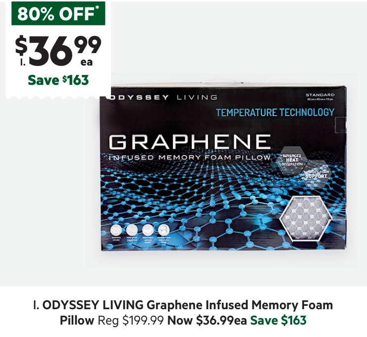 Odyssey Living Graphene Infused Memory Foam Pillow Standard Standard