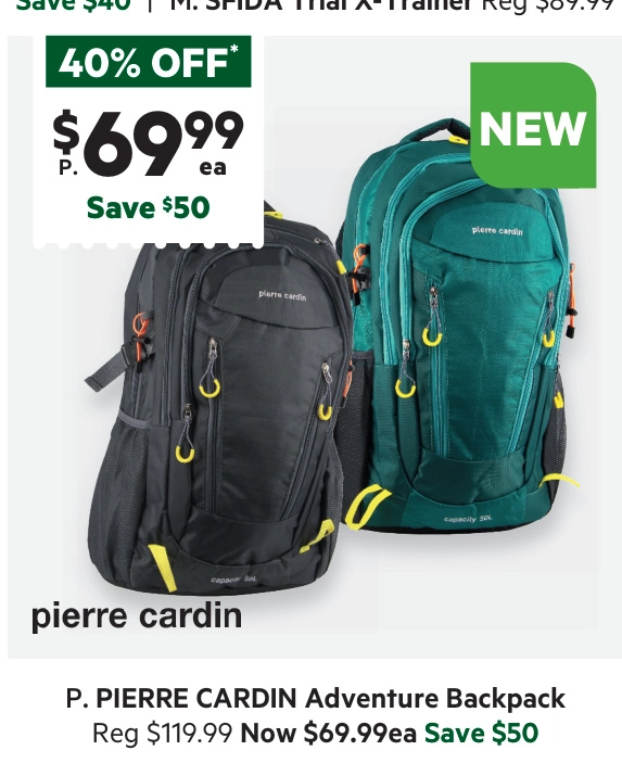 Pierre Cardin Adventure Travel & Sport Backpack Green