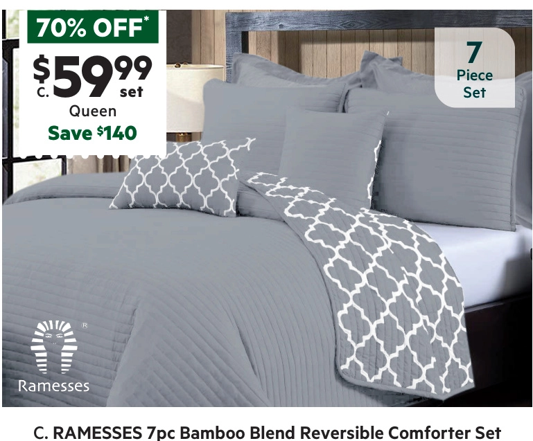 Ramesses 7 Piece Bamboo Blend Reversible Comforter Set Multicoloured