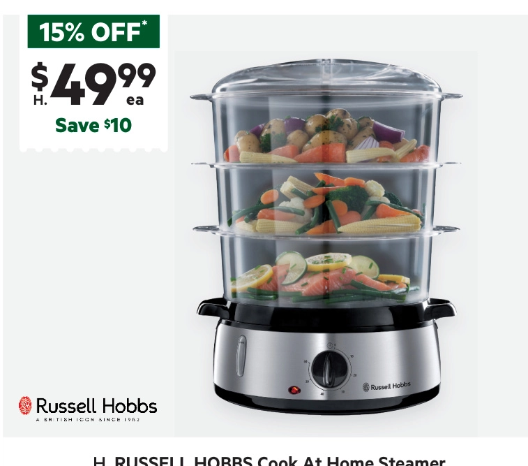 Russell Hobbs Cook at Home Food Steamer RHSTM3