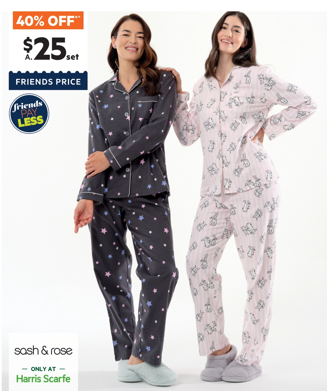 Sash & Rose Women's Flannelette PJ Set Stars