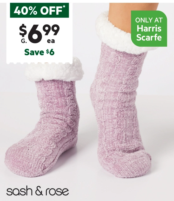 Sash & Rose Women's Sherpa Lined Chenille Sock Lilac