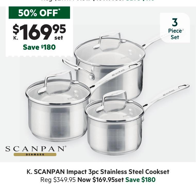 Scanpan 3-Piece Impact Stainless Steel Cookset