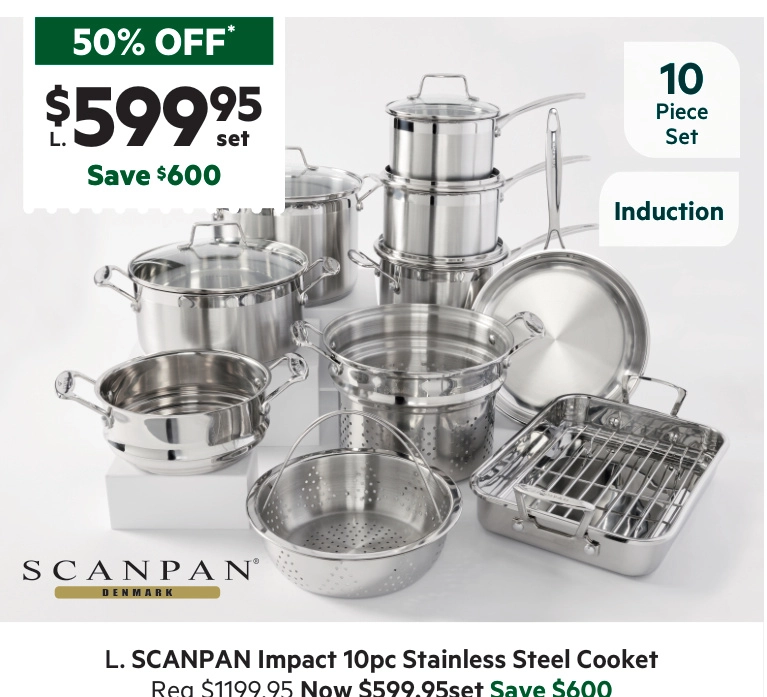 Scanpan Impact 10-Piece Stainless Steel Cookset