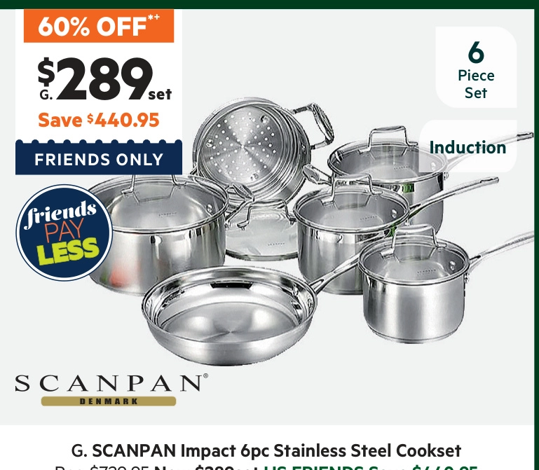 Scanpan Impact 6-Piece Stainless Steel Cookset