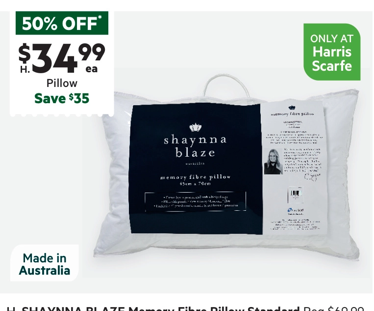 Shaynna Blaze Memory Fibre Pillow Medium Standard