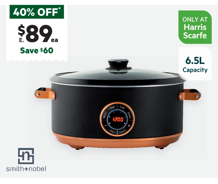 Smith + Nobel 6.5L Digital Slow Cooker Black/Rose Gold SNDSC700BRG