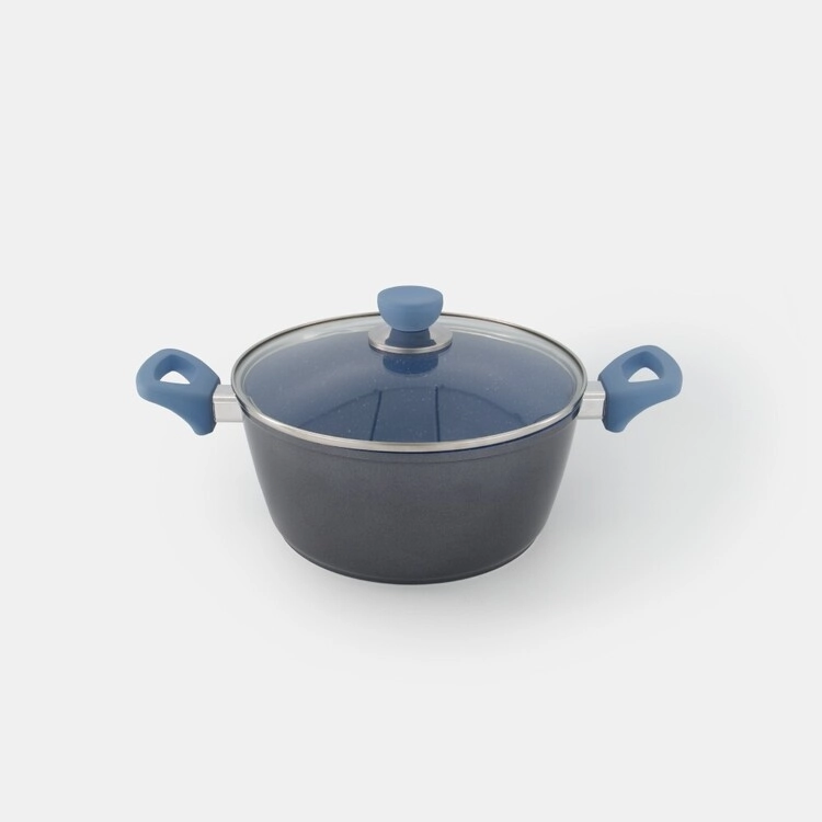 Smith + Nobel Stone Plus 24 cm Cerulean Casserole Pot with Lid