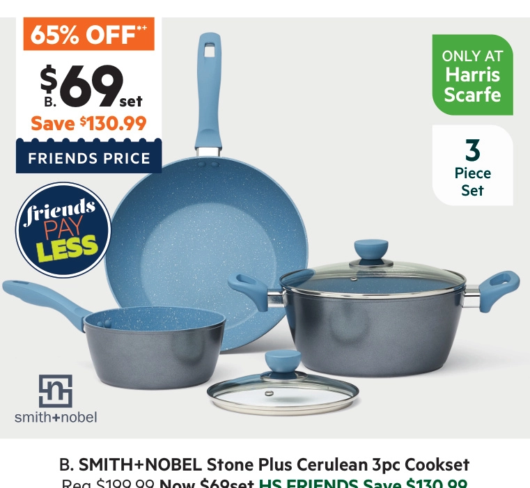 Smith + Nobel Stone Plus 3-Piece Cerulean Cookset