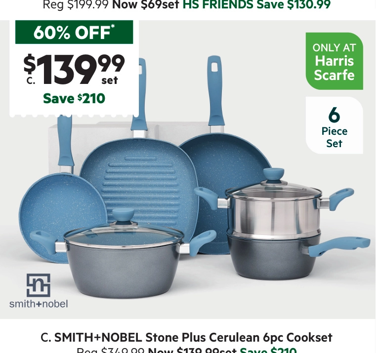 Smith + Nobel Stone Plus 6-Piece Cerulean Cookset