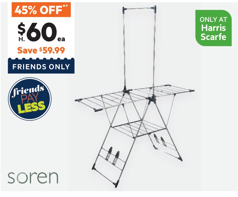 Soren 2 Tier Stainless Steel Airer with Hanging Rail