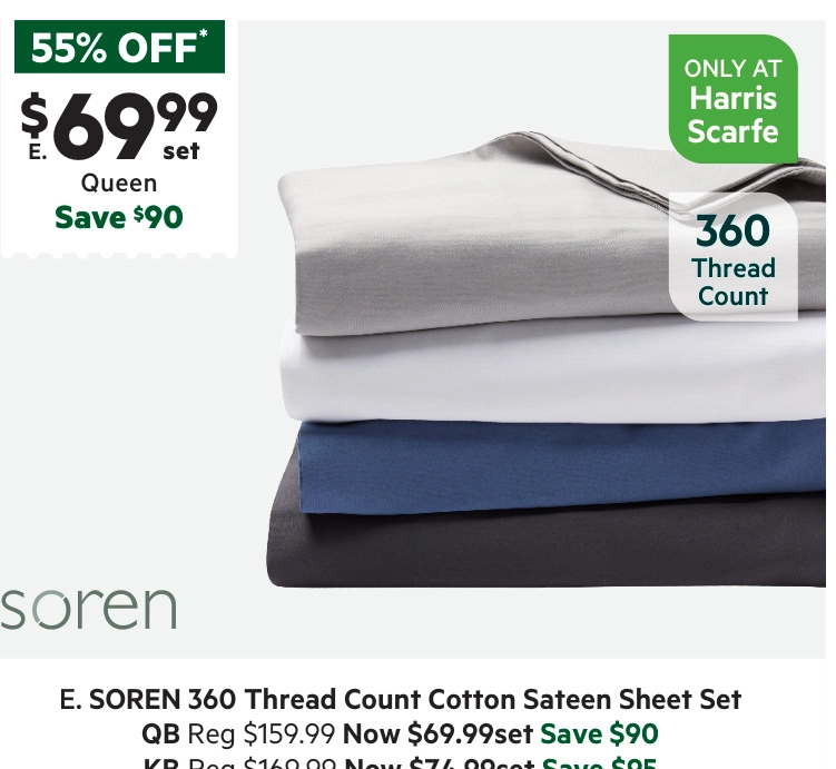 Soren 360 Thread Count Cotton Sateen Sheet Set Chambray