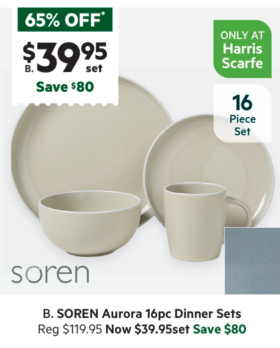 Soren Aurora 16-Piece Dinner Set Stone