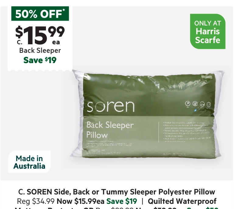 Soren Back Sleeper Pillow Standard