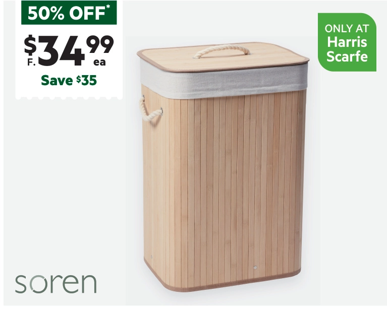 Soren Bamboo Laundry Hamper Natural