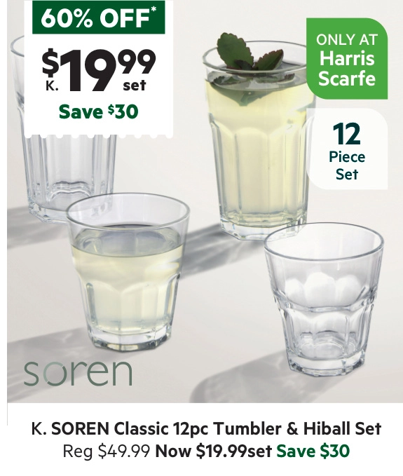 Soren Classic 12-Piece Tumbler & Hiball Set