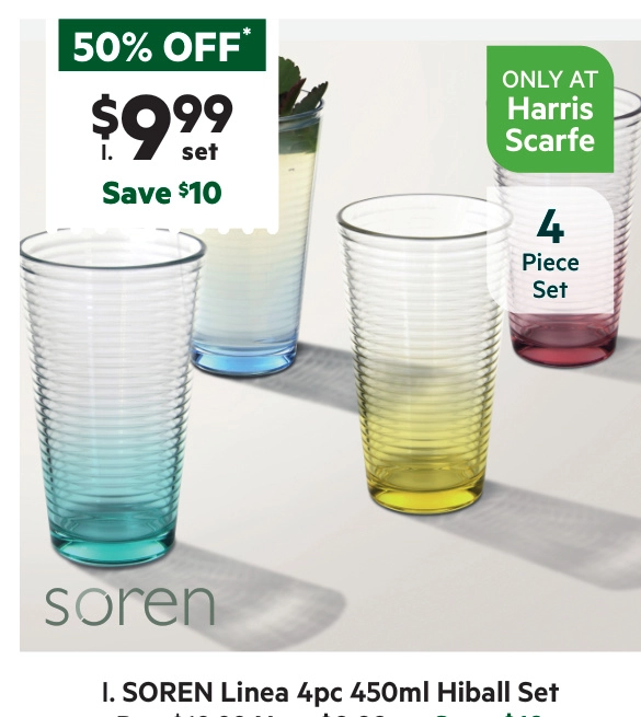 Soren Linea 450 ml 4-Piece Hiball Set